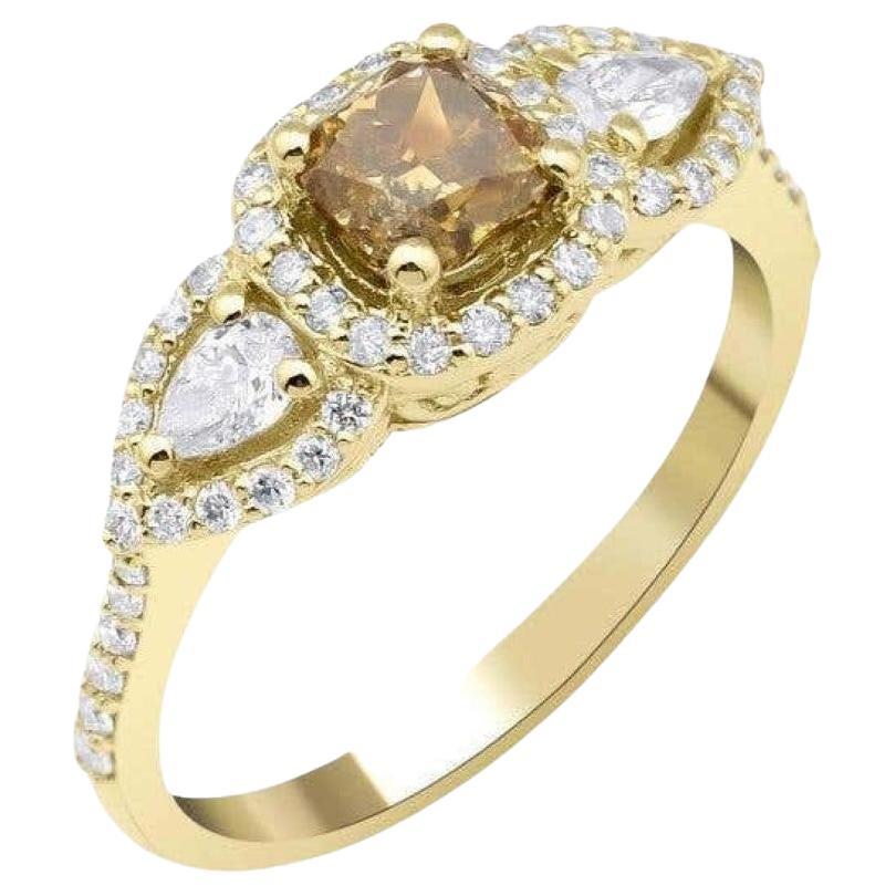 1.25ct Yellow Cushion Diamond and Pear Diamond Ring