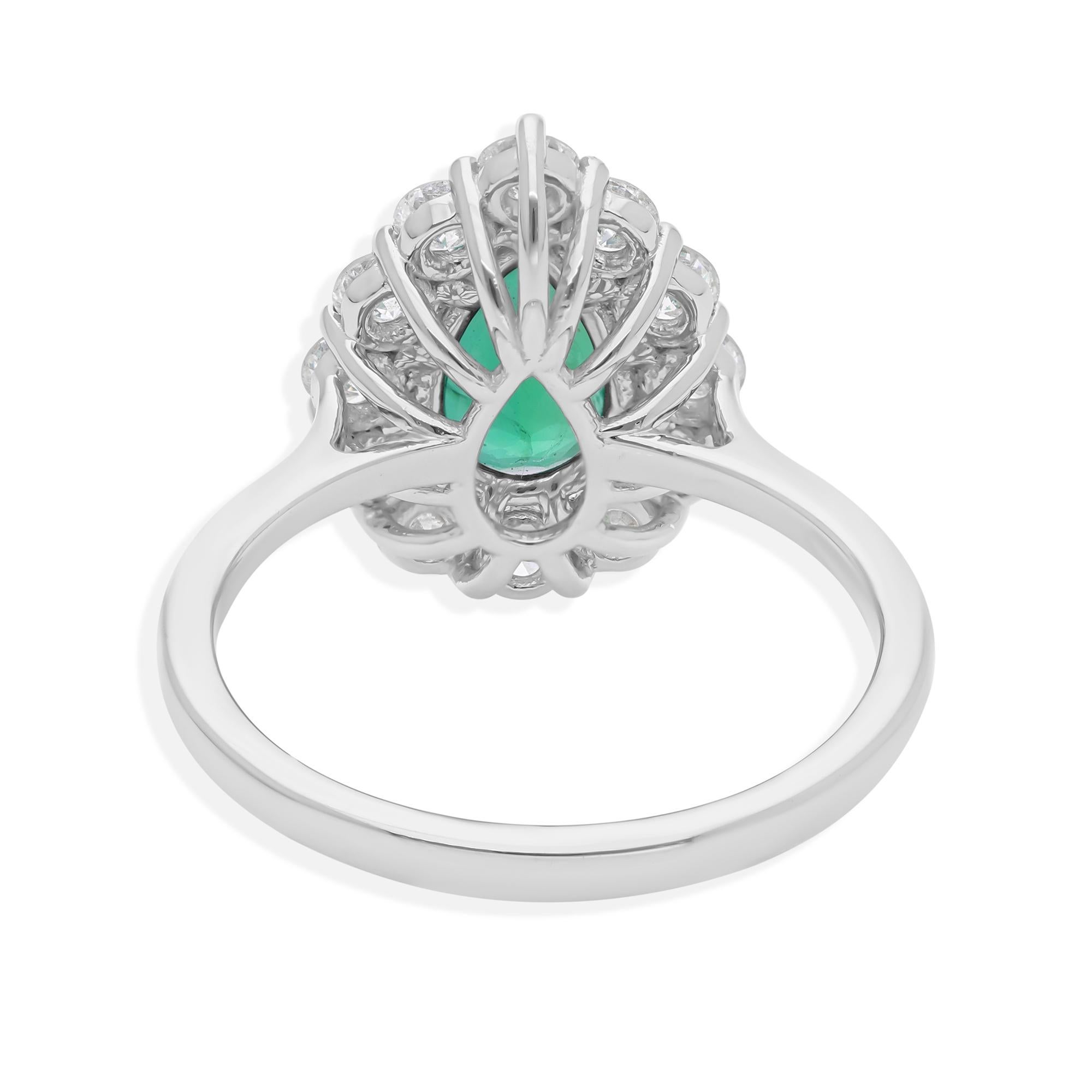 En venta: 1,25 ct Esmeralda de Zambia Piedra de Nacimiento Anillo de Pera SI/H Halo de Diamantes Oro Blanco de 18k  5
