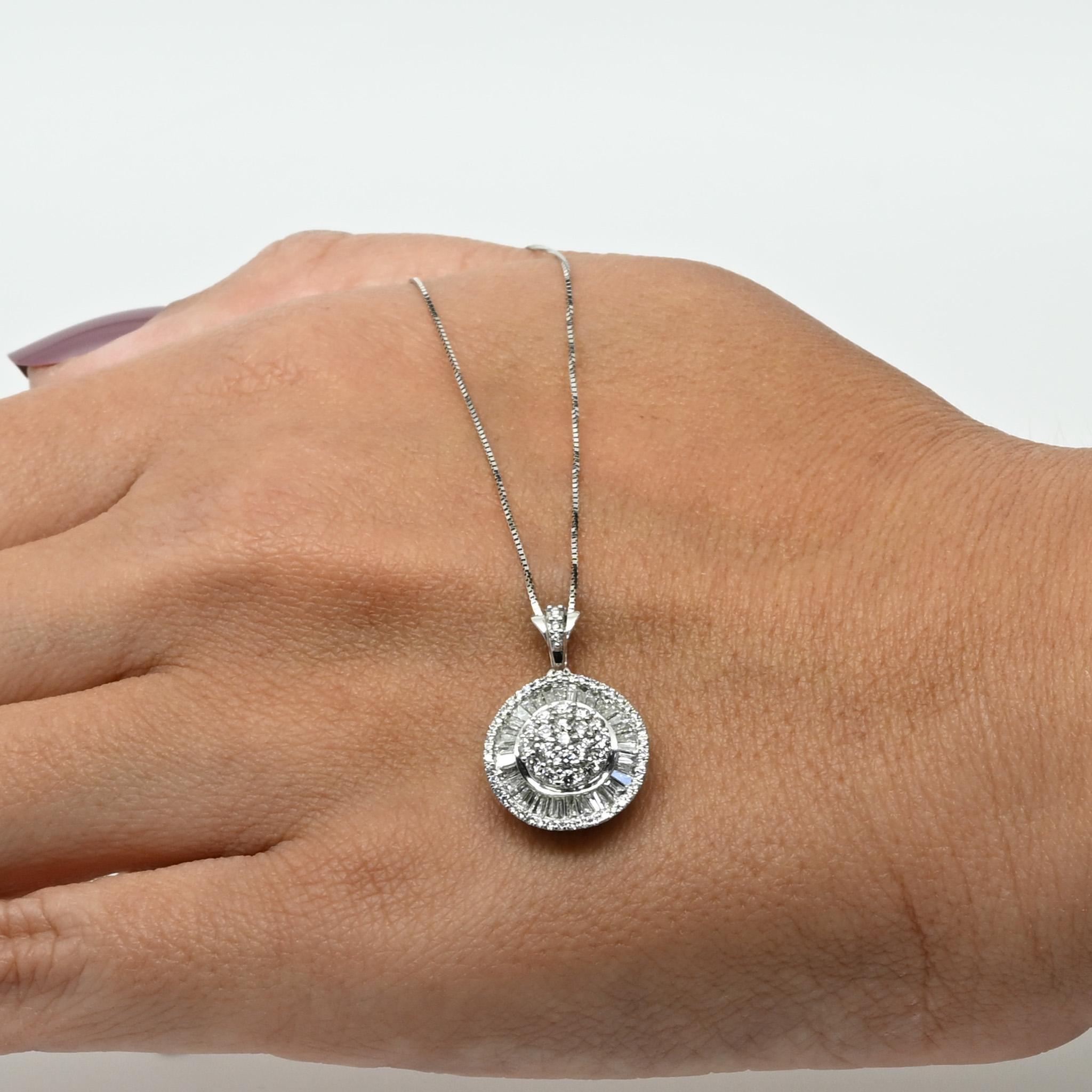 1,25cttw Diamant Cluster Ballerina Halo Anhänger 14k Weißgold Halskette Damen