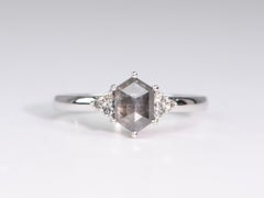 1.25ctw Celestial Diamond with Trio Sides Engagement Ring 14K White Gold R6685