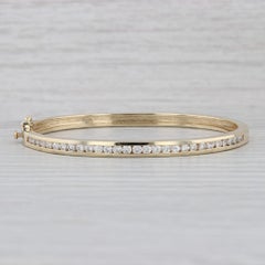 1.25ctw Diamond Bangle Bracelet 14k Yellow Gold 6.5" Hinged Oval