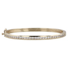1.25ctw Diamond Bangle Bracelet 14k Yellow Gold 6.5" Hinged Oval
