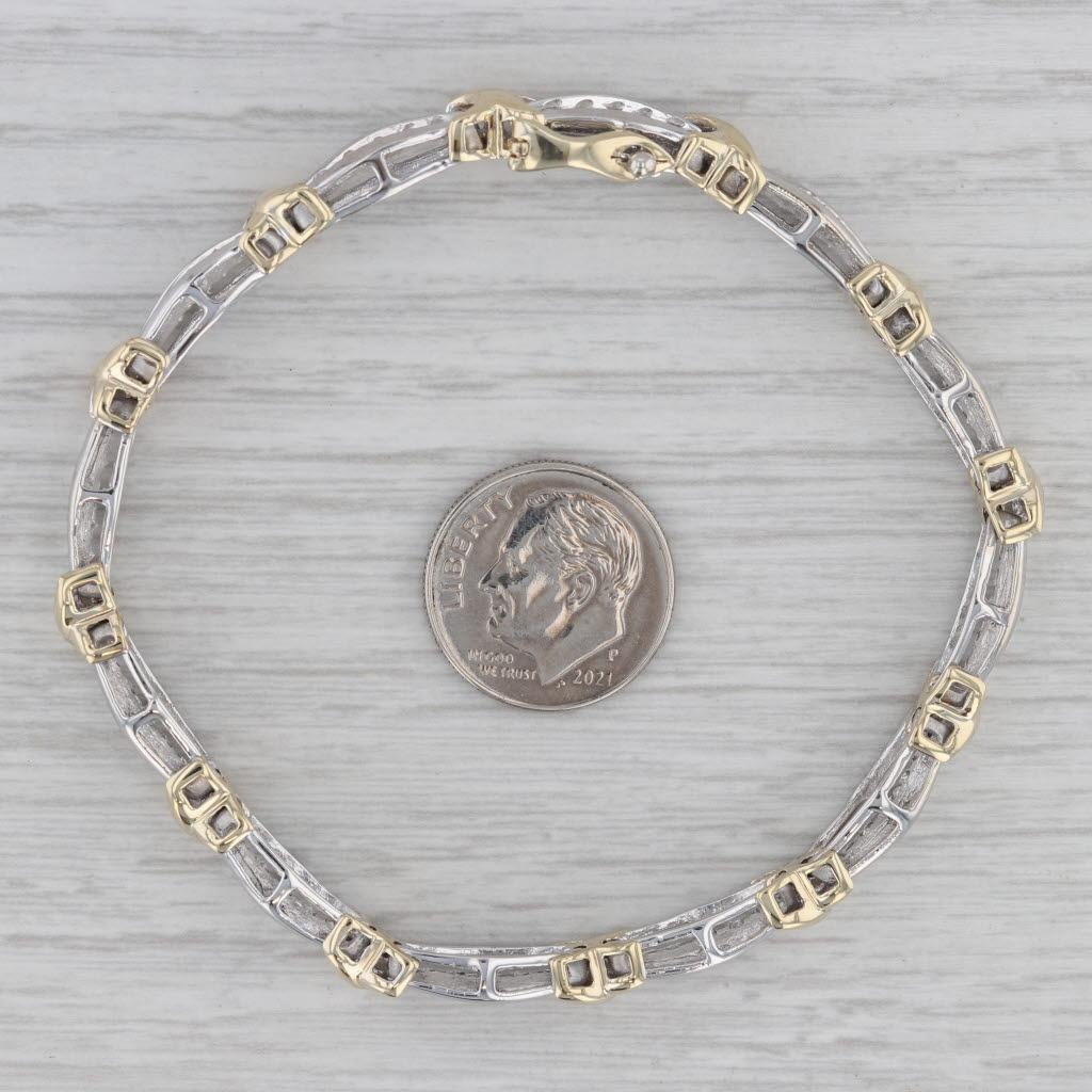1.25ctw Diamond Bar X Link Tennis Bracelet 10k White Yellow Gold 7