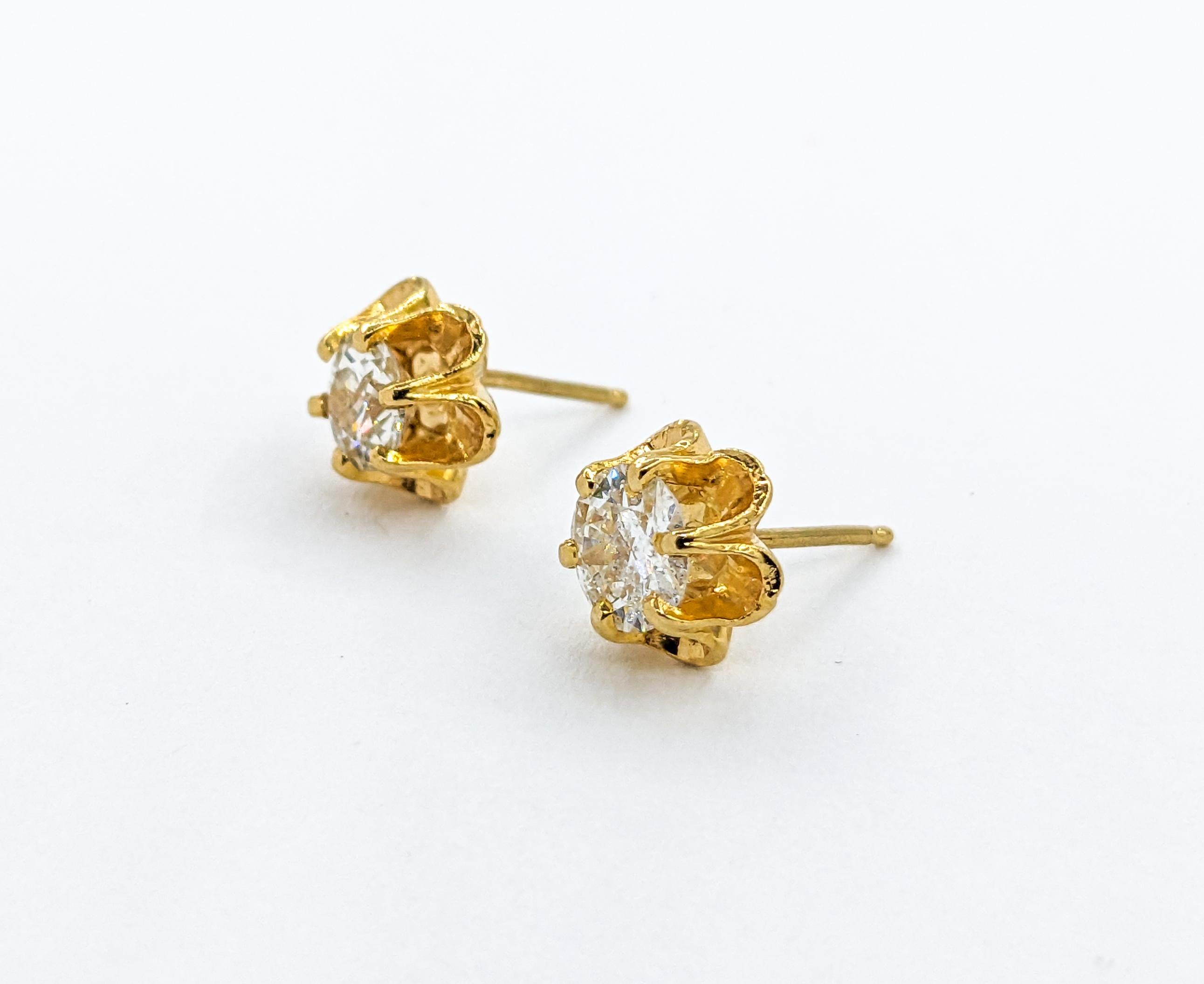 1.25ctw Diamond Buttercup Stud Earrings In Yellow Gold

Introducing these exquisite Vintage Earrings expertly crafted in 14kt yellow gold. These stunning earrings showcase a total of 1.25 carats of Old European Cut diamonds, elegantly set in a