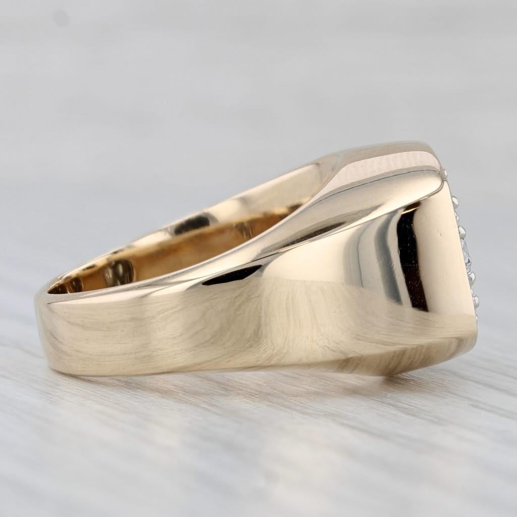 Gemstone Information:
- Natural Diamonds -
Total Carats - 1.25ctw
Cut - Round Brilliant
Color - F - G
Clarity - VS2 - SI2

Metal: 14k Yellow Gold
Weight: 19.9 Grams 
Stamps: 14k
Face Height: 15 mm 
Rise Above Finger: 7.9 mm
Band / Shank Width: 5.1