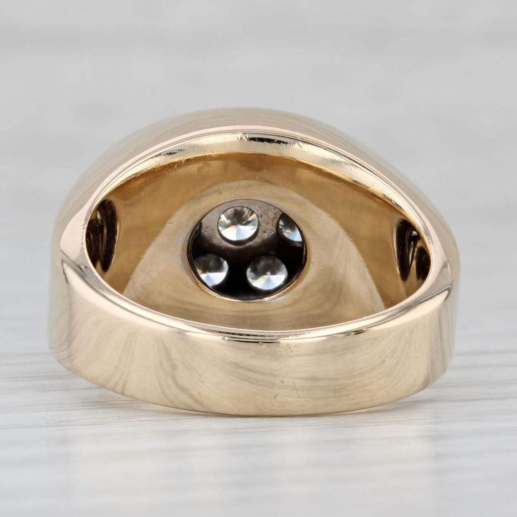 Round Cut 1.25ctw Diamond Cluster Ring 14k Yellow Gold Size 10 Men's Vintage