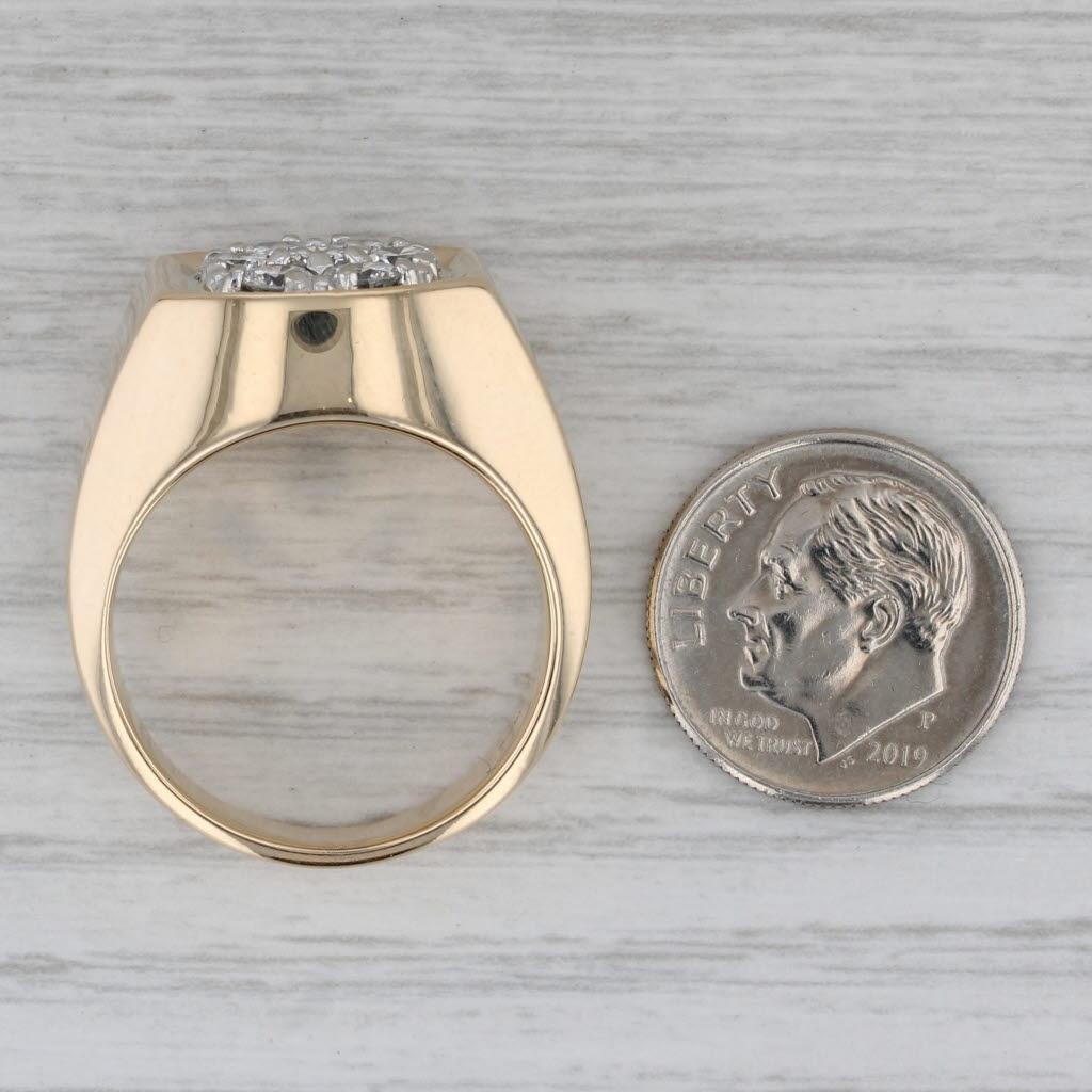 1.25ctw Diamond Cluster Ring 14k Yellow Gold Size 10 Men's Vintage 3