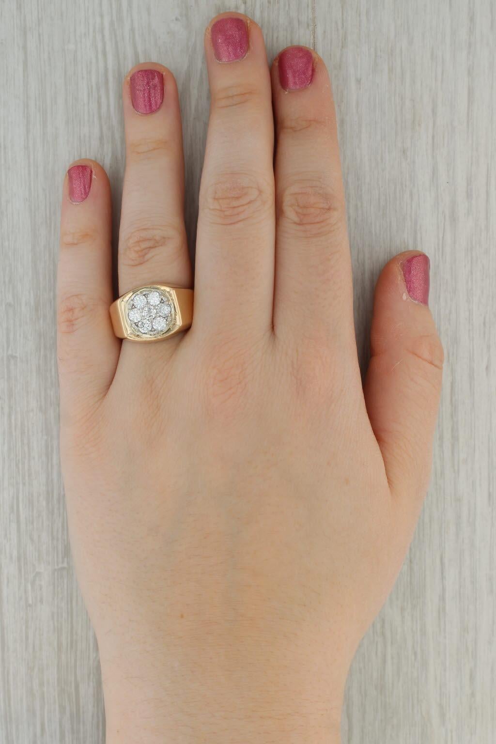 1.25ctw Diamond Cluster Ring 14k Yellow Gold Size 10 Men's Vintage 5