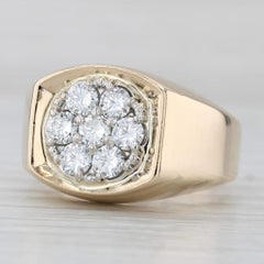 1.25ctw Diamond Cluster Ring 14k Yellow Gold Size 10 Men's Vintage