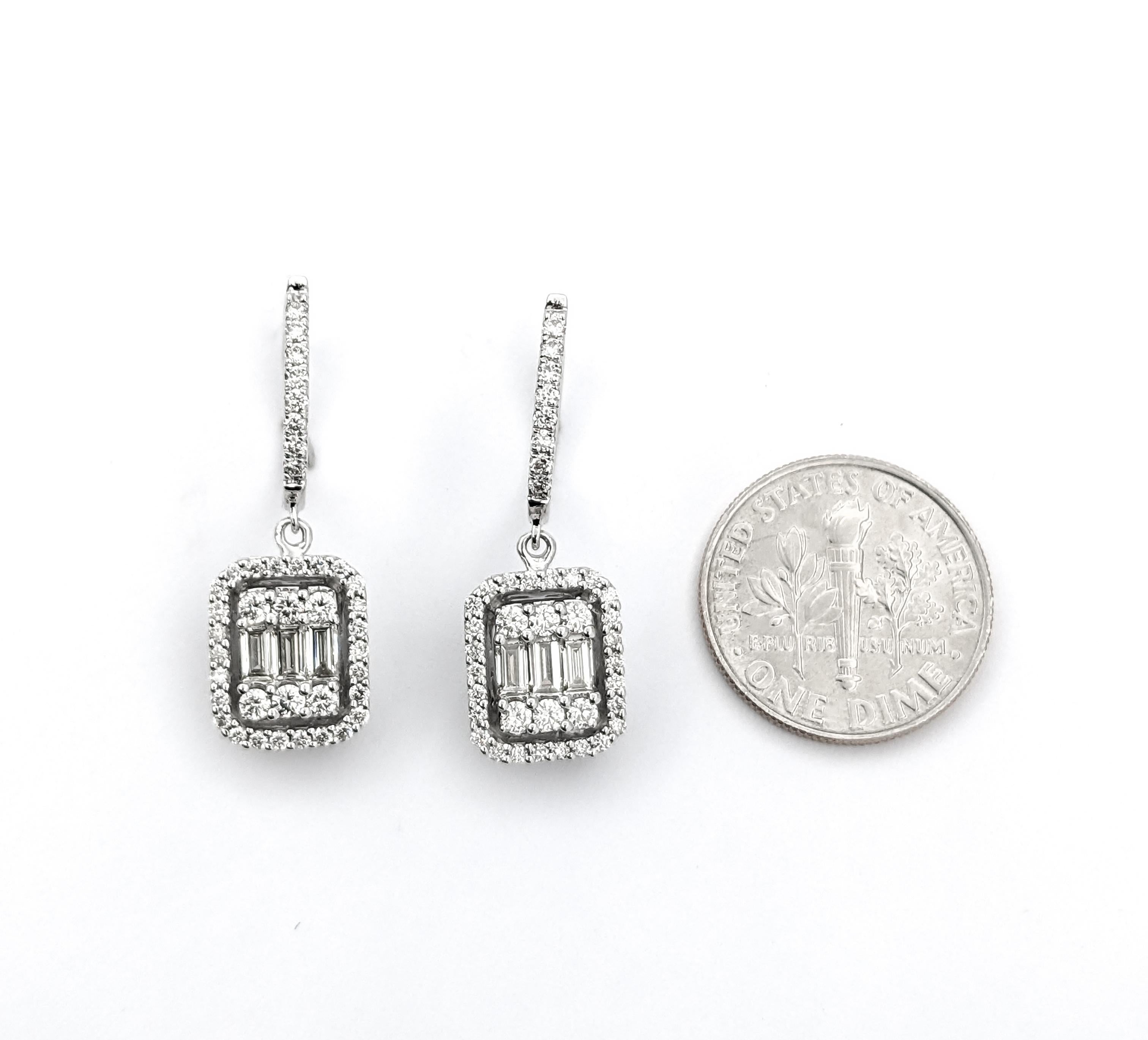 1.25ctw Diamond Dangle Cocktail style Earrings In White Gold For Sale 1