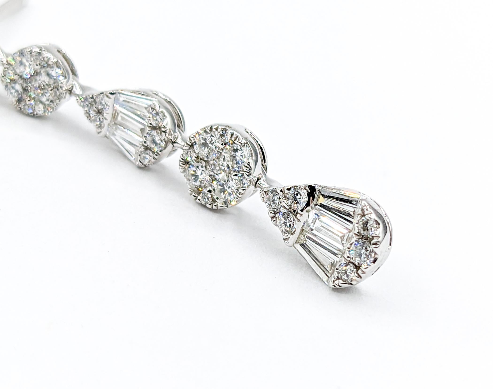 Contemporary 1.25ctw Diamond Dangle White Gold Earrings - 1.3