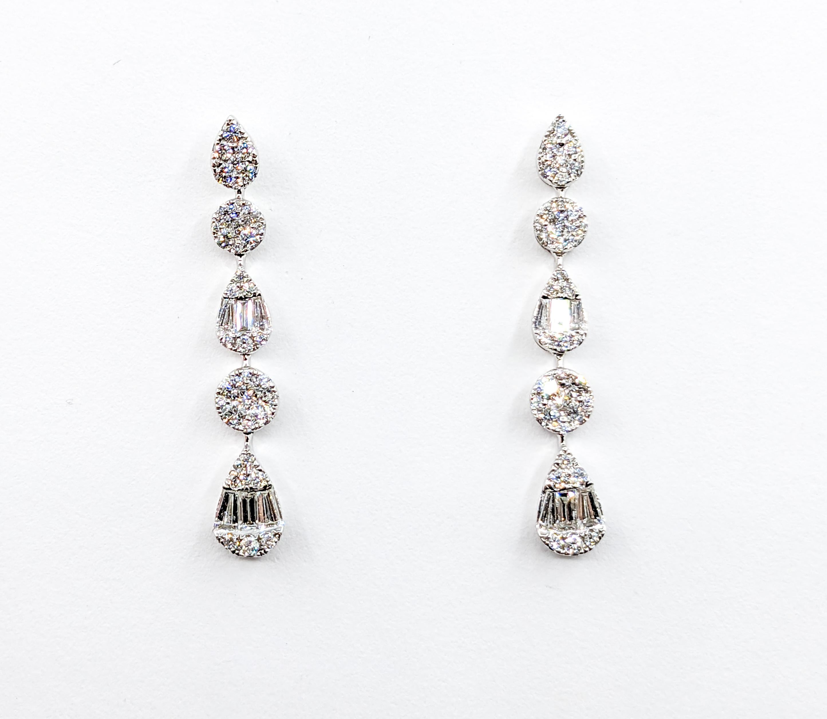 Women's 1.25ctw Diamond Dangle White Gold Earrings - 1.3