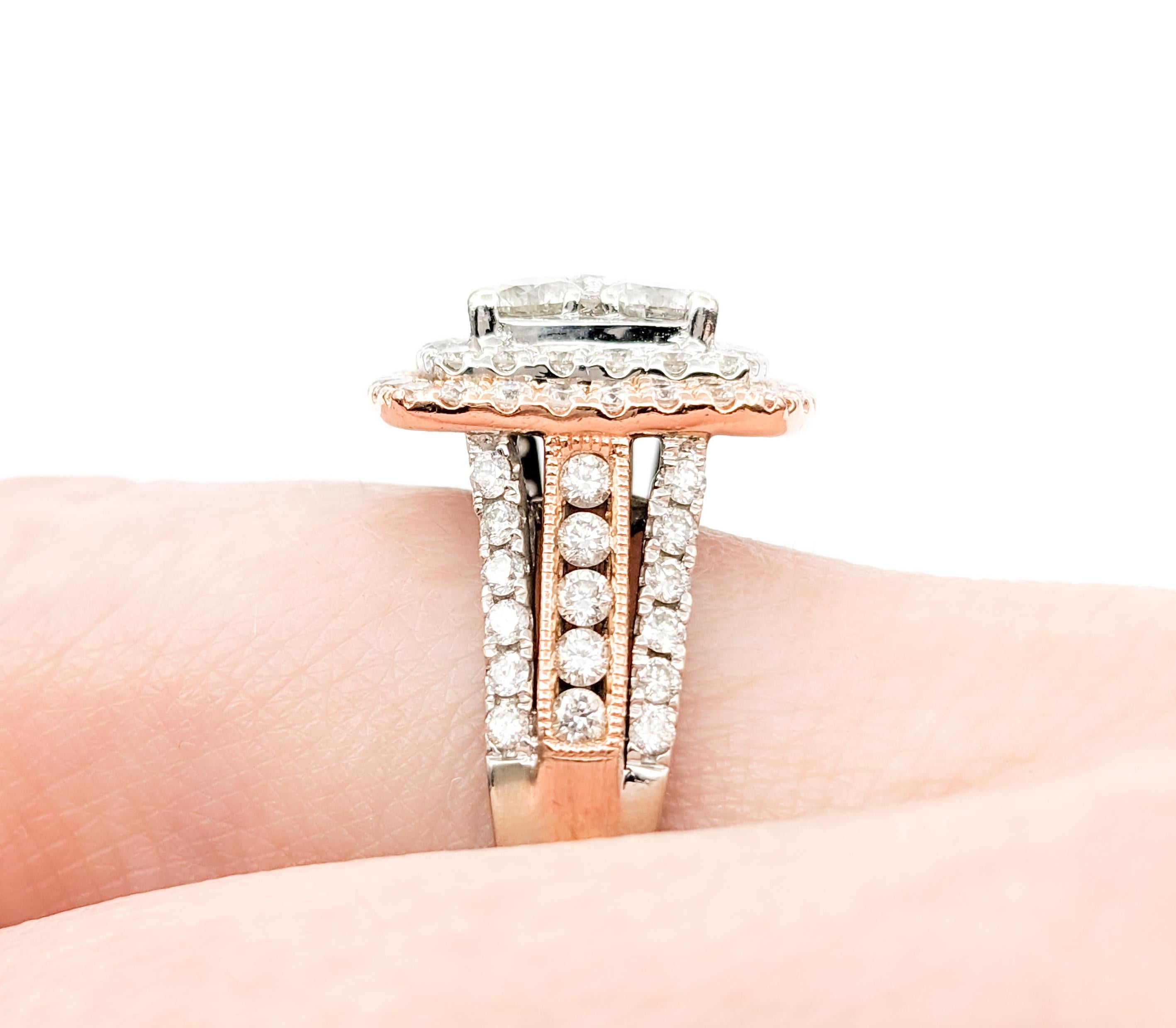 1.25 Karat Diamant-Verlobungsring aus zweifarbigem Gold mit Diamanten (Zeitgenössisch)
