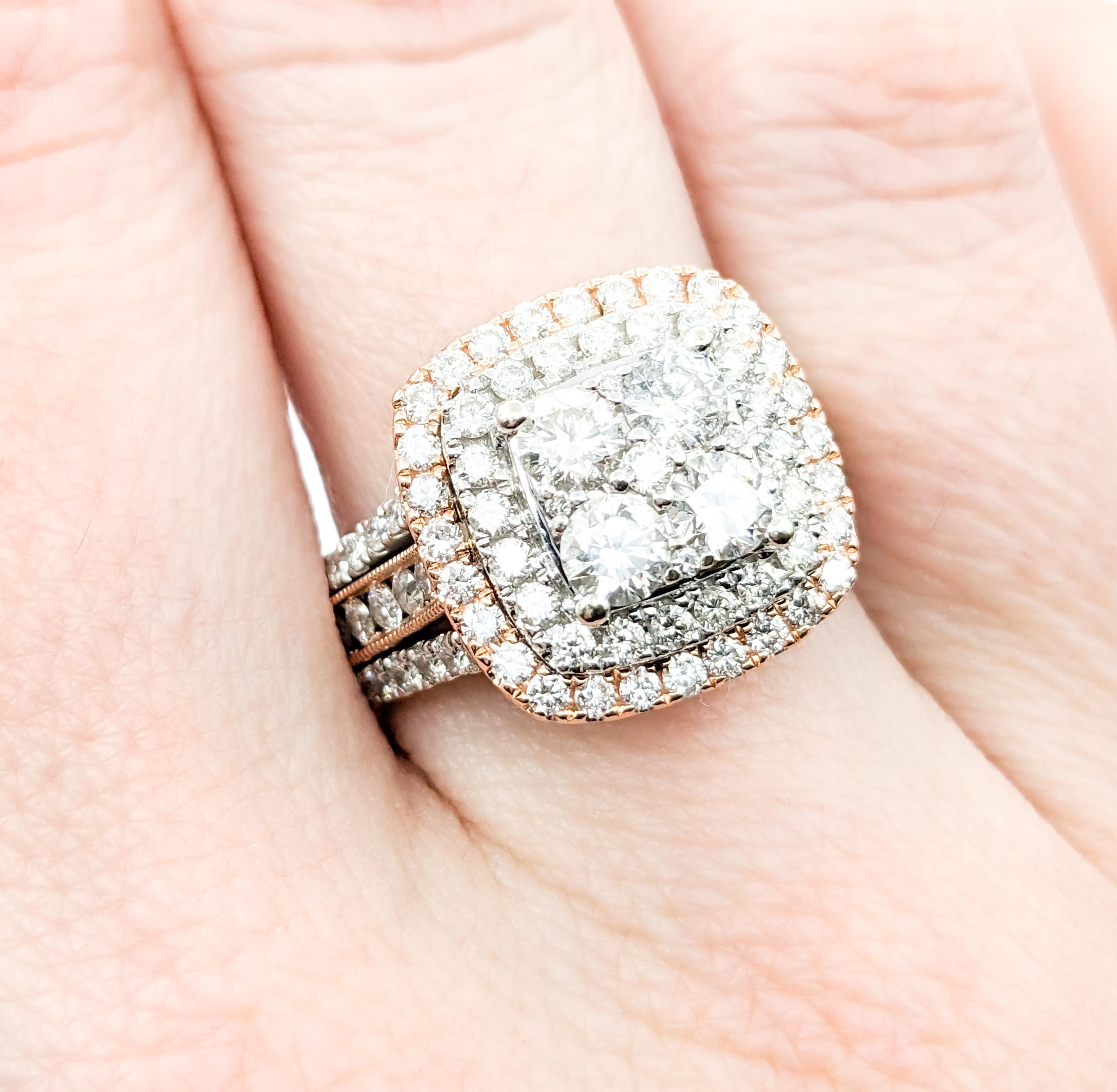 1.25 Karat Diamant-Verlobungsring aus zweifarbigem Gold mit Diamanten (Rundschliff)
