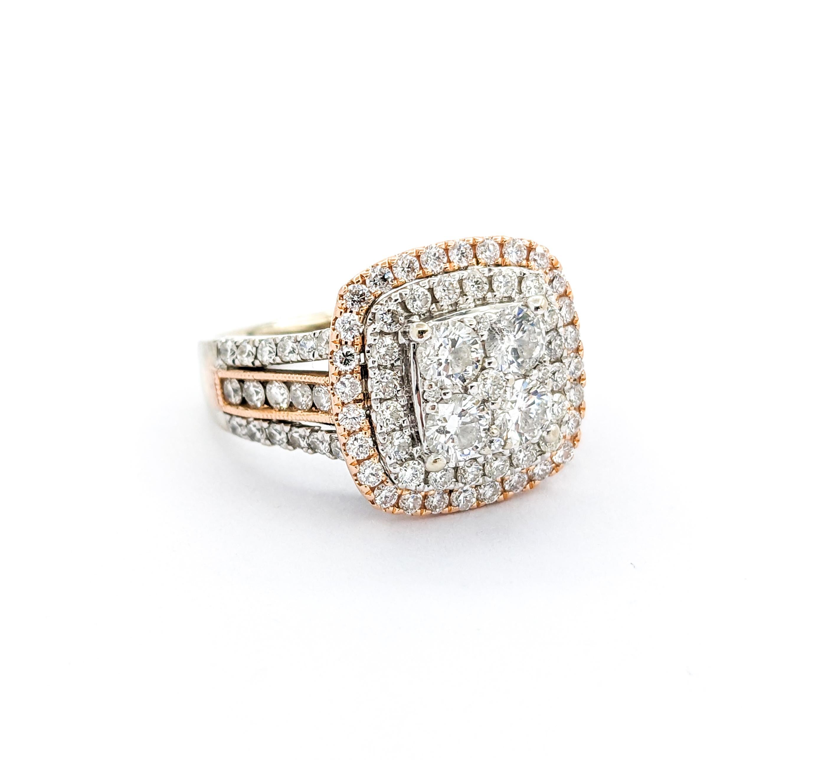 1.25 Karat Diamant-Verlobungsring aus zweifarbigem Gold mit Diamanten Damen