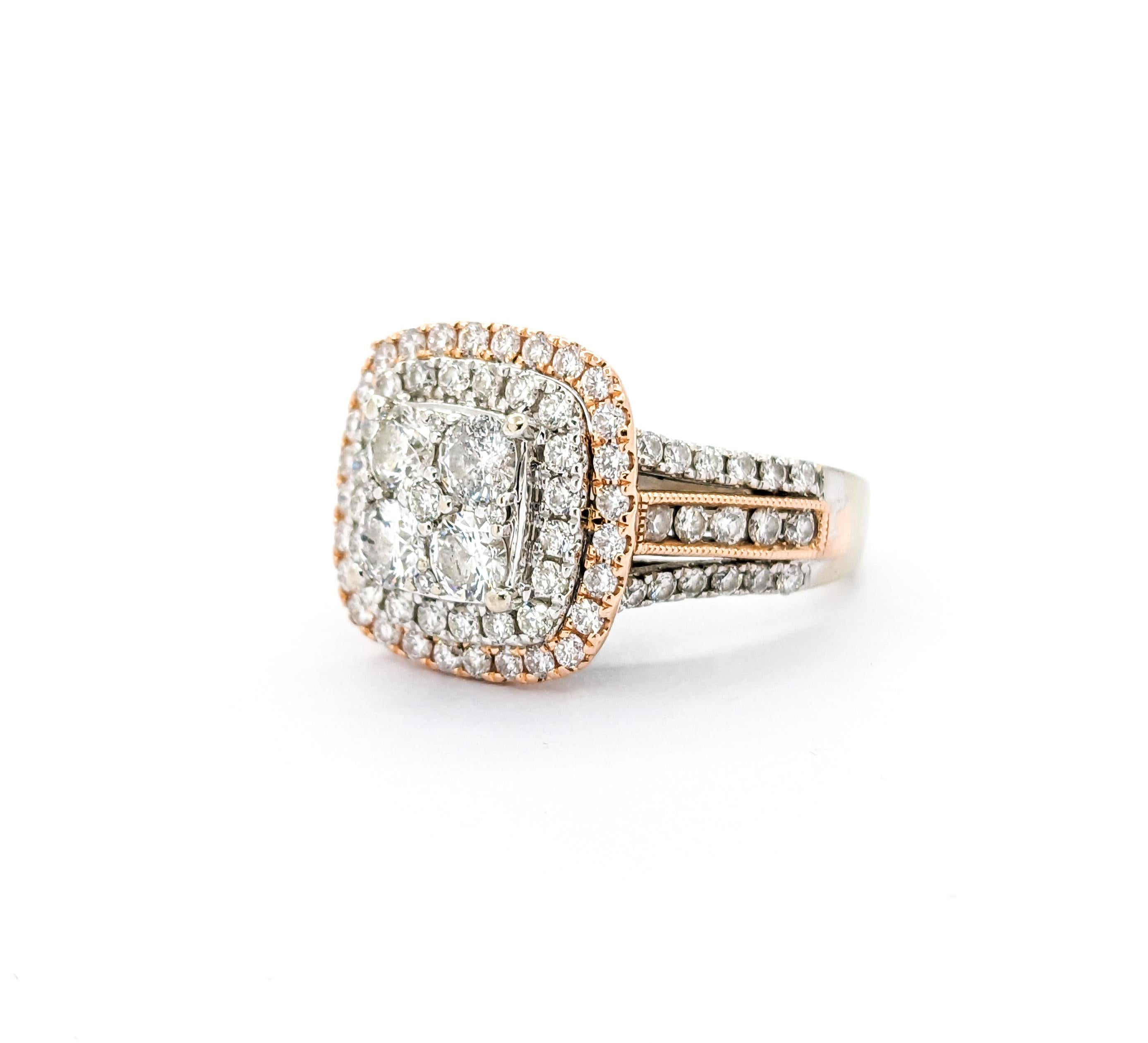 1.25 Karat Diamant-Verlobungsring aus zweifarbigem Gold mit Diamanten 3