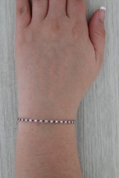1.25ctw Diamond Ruby Flexible Bangle Tennis Bracelet 14k White Gold 6.75"