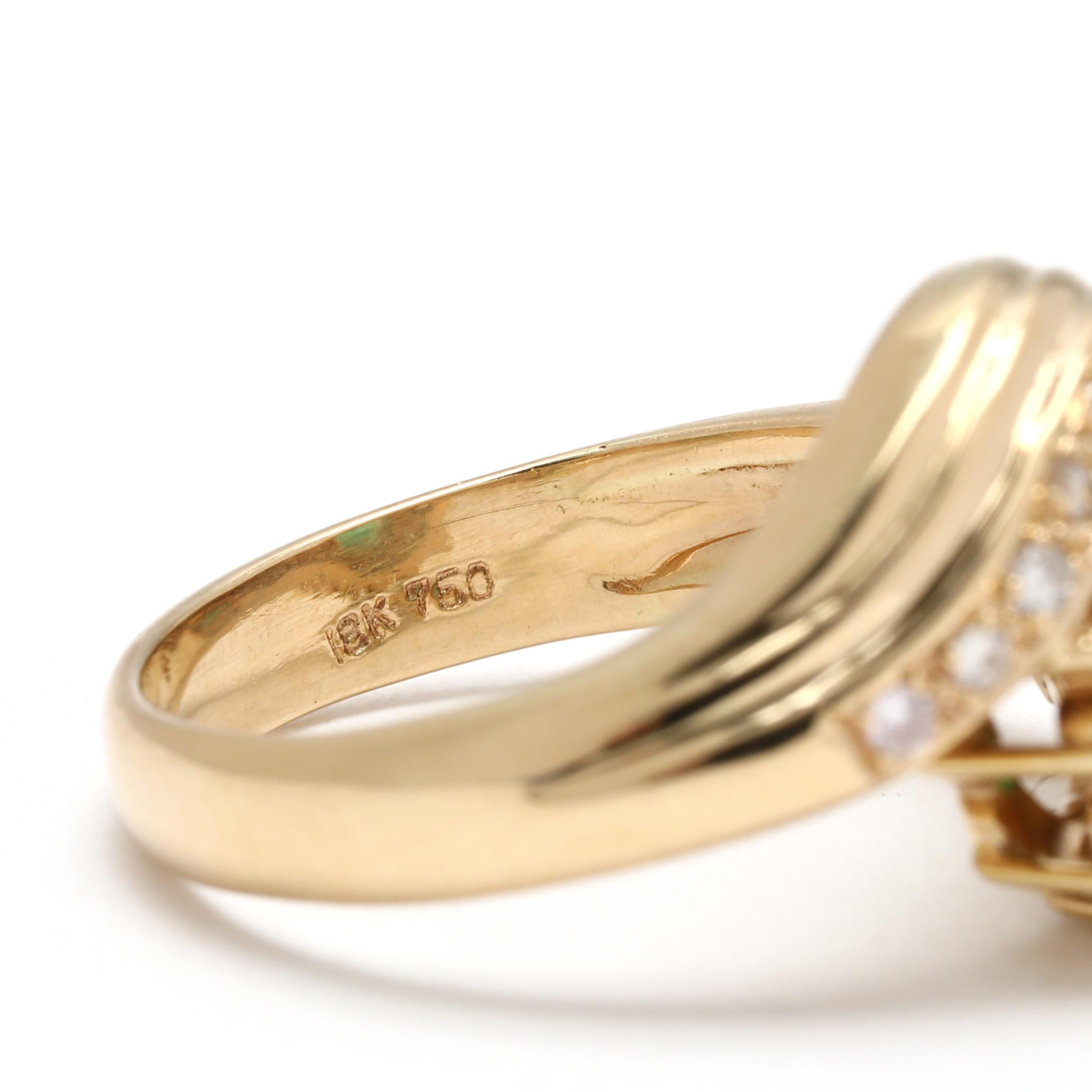 Bague grappe d'émeraudes et de diamants 1,25 carat, or jaune 18 carats, taille de bague 6 Unisexe en vente