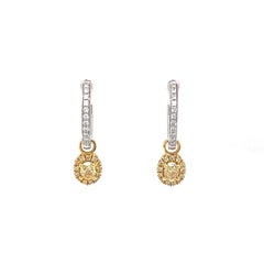 1.25ctw Natural Hoops Diamond Earrings with Yellow Fancy Diamonds 18k White Gold