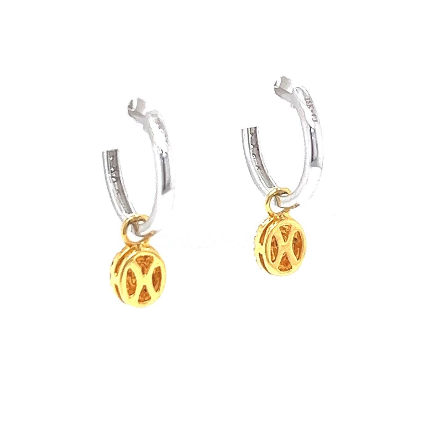 Women's 1.25ctw Natural Hoops Diamond Earrings with Yellow Fancy Diamonds 18k White Gold For Sale