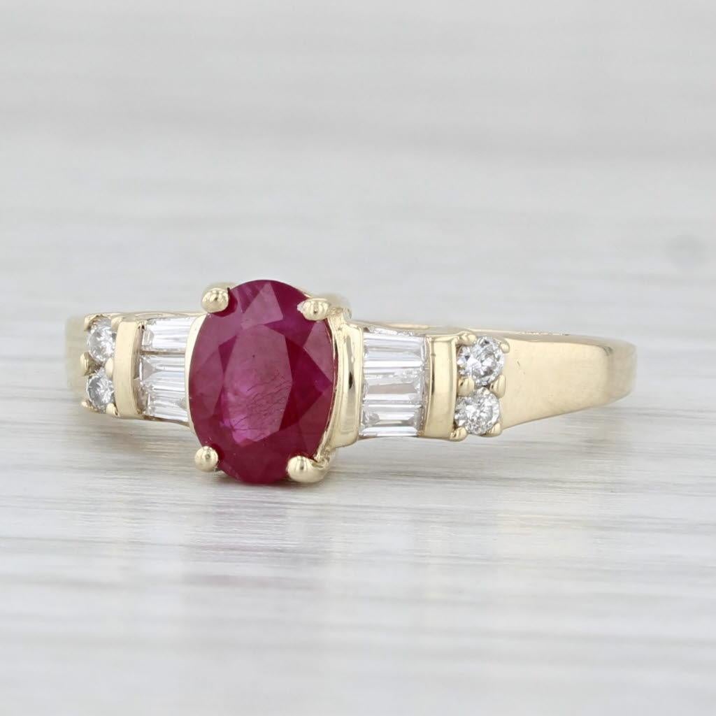Women's or Men's 1.25ctw Oval Ruby Diamond Ring 10k Yellow Gold Size 6.25