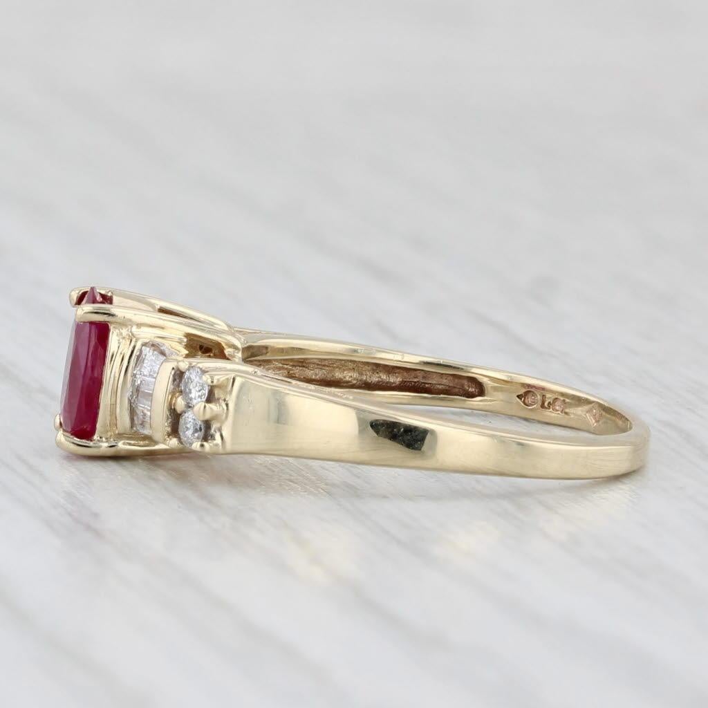 1.25ctw Oval Ruby Diamond Ring 10k Yellow Gold Size 6.25 1
