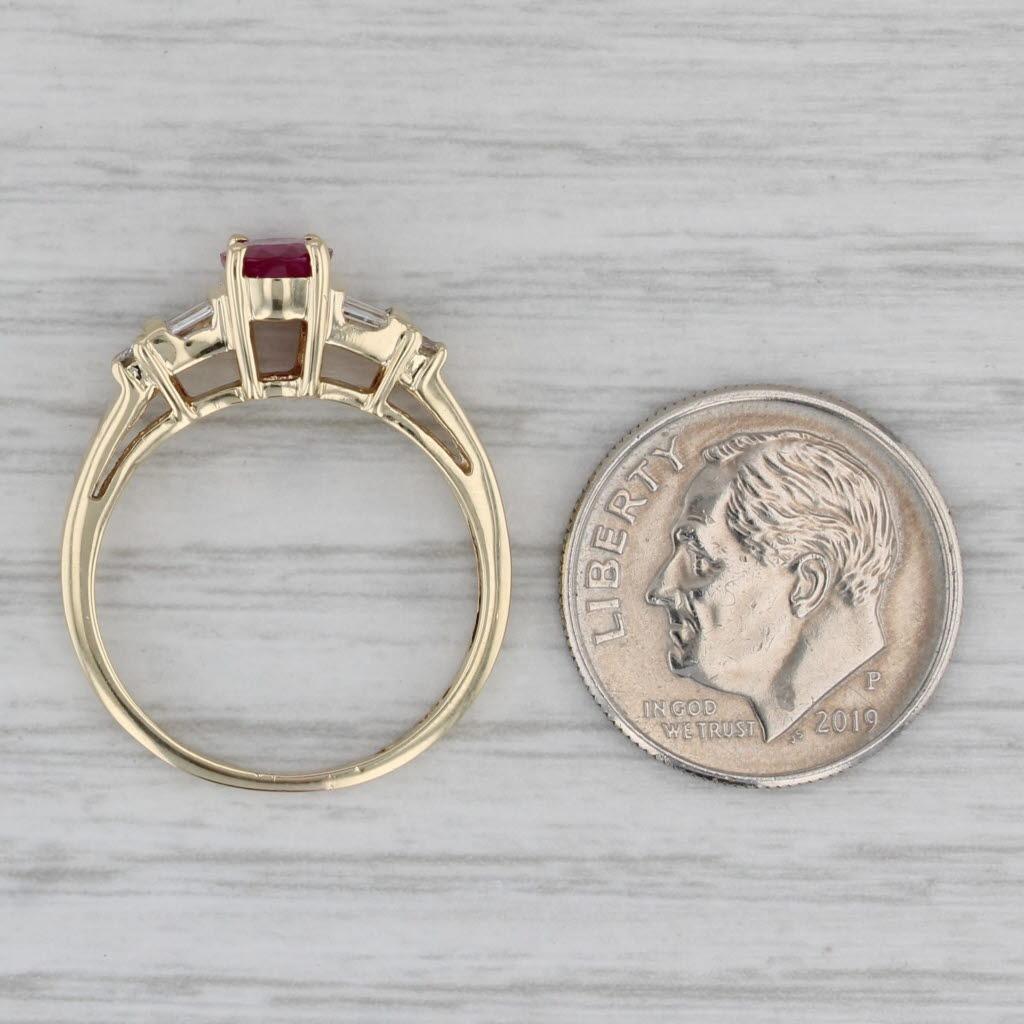 1.25ctw Oval Ruby Diamond Ring 10k Yellow Gold Size 6.25 2
