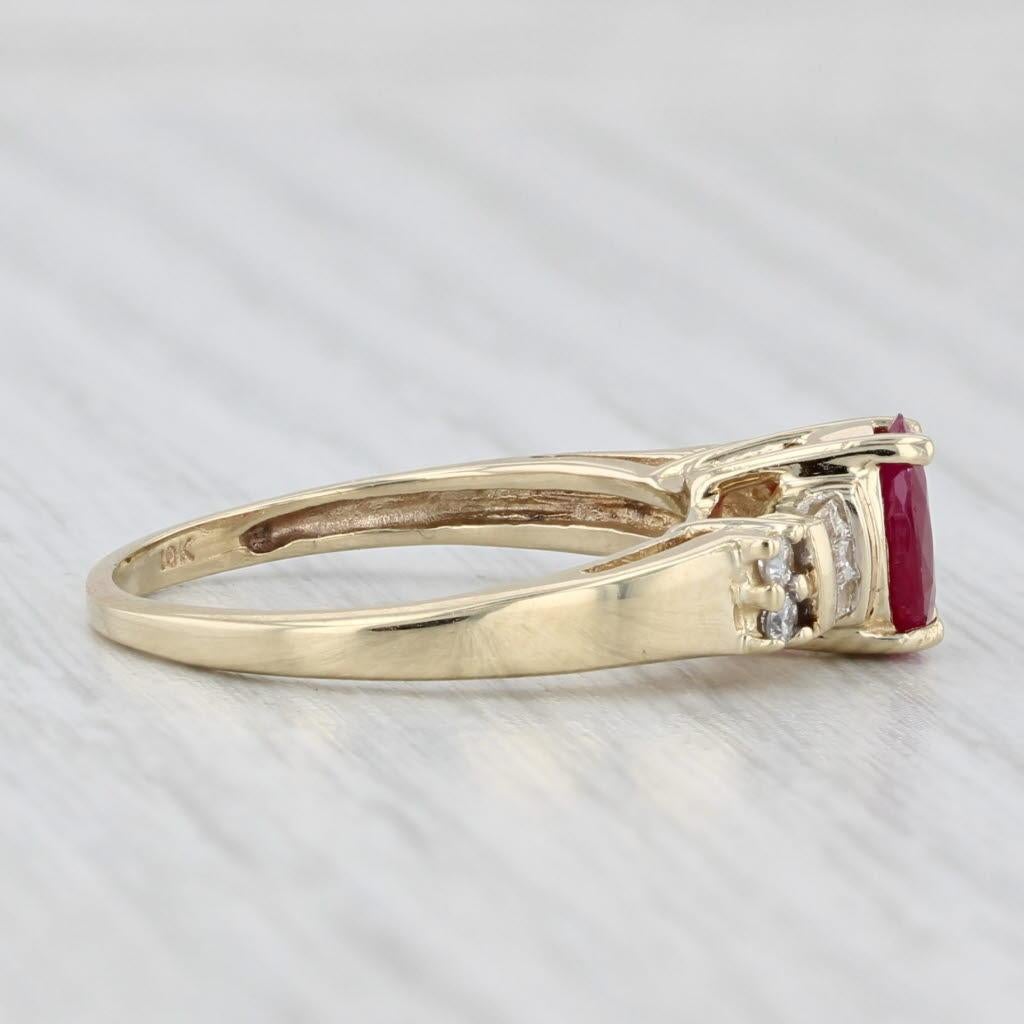 1.25ctw Oval Ruby Diamond Ring 10k Yellow Gold Size 6.25 4