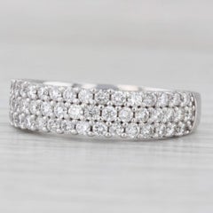 Anello con diamanti 1.25ctw Pave in oro bianco 14k Misura 8.5 Fascia per anniversario di matrimonio