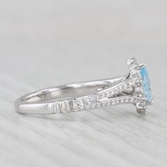 Anello aureolato con diamante e topazio blu da 1,25 ct. in oro 14k Principessa Disney