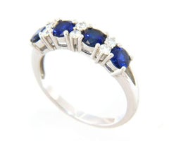 1.25ctw Sapphire and 0.15ctw Diamond Wedding Band Ring in 14K White Gold