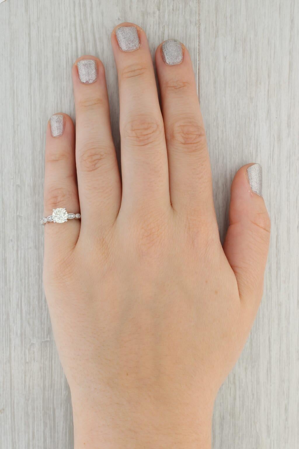 1.25ctw VS1 Round Diamond Engagement Ring 14k White Gold Size 5.25 GIA For Sale 5
