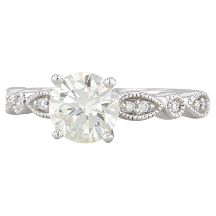 1.25ctw VS1 Round Diamond Engagement Ring 14k White Gold Size 5.25 GIA For Sale