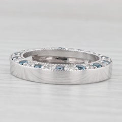 1.25ctw White & Teal Diamond Eternity Circle Pendant 14k White Gold Floating