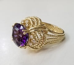 Amethyst and Diamond 14 Karat Ring