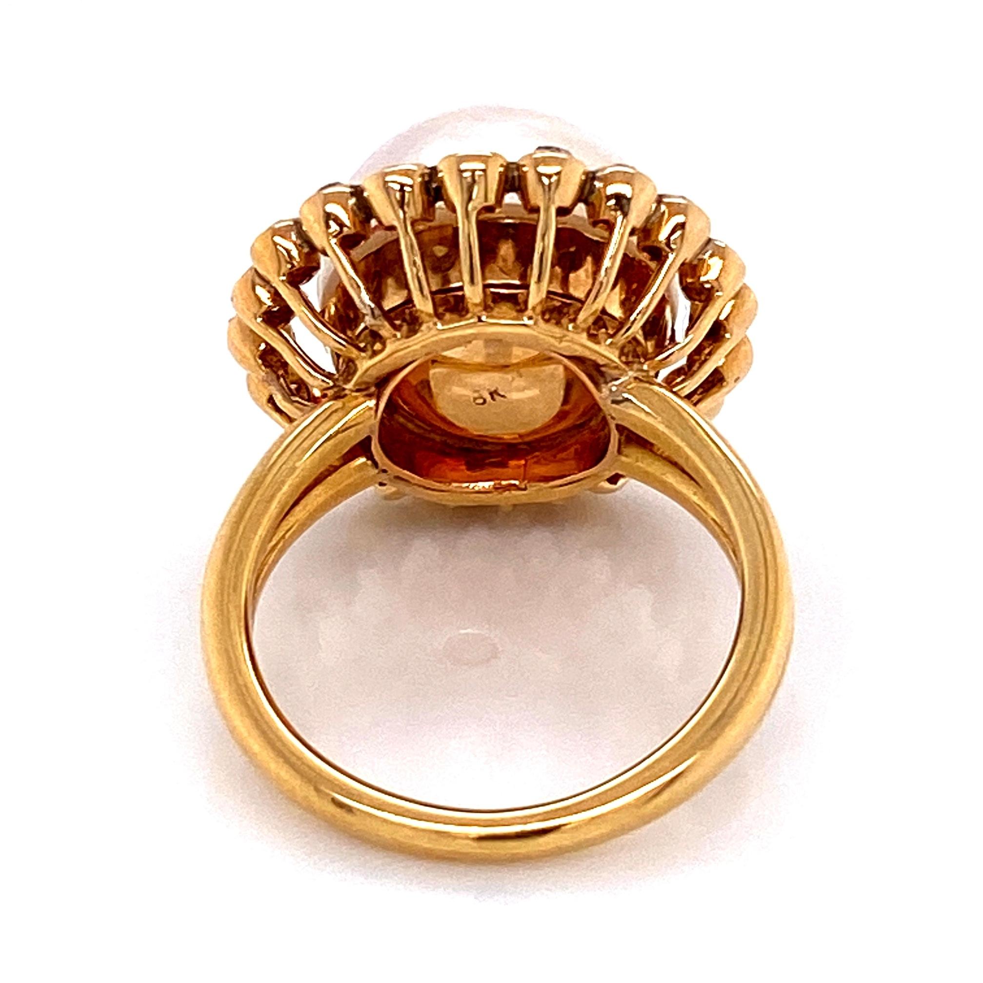 Pearl and Old European Diamond Victorian Gold Ring Estate Fine Jewelry 1