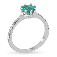 1.25tcw 14K Bluish Green Emerald & Diamond Ring - 8-Prong Solitaire 585 Gold