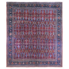 12'5"x13'9" Red Antique Hand Knotted Pure Wool XL Squarish Size Garus Design Rug