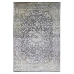 12'5"x19'4" Gray Persian Tabriz Hand Knotted Pure Wool Oversized Rug