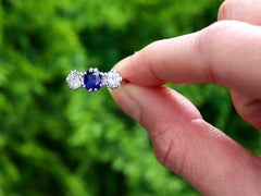1.26 Carat Basaltic Sapphire and 0.94 Carat Diamond Platinum Trilogy Ring 2007