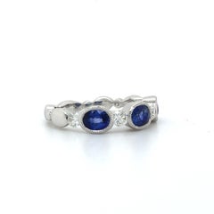 1.26 Carat Blue Sapphire and Diamond Band