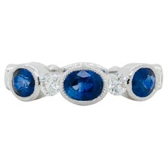 1.26 Carat Blue Sapphire and Diamond Band