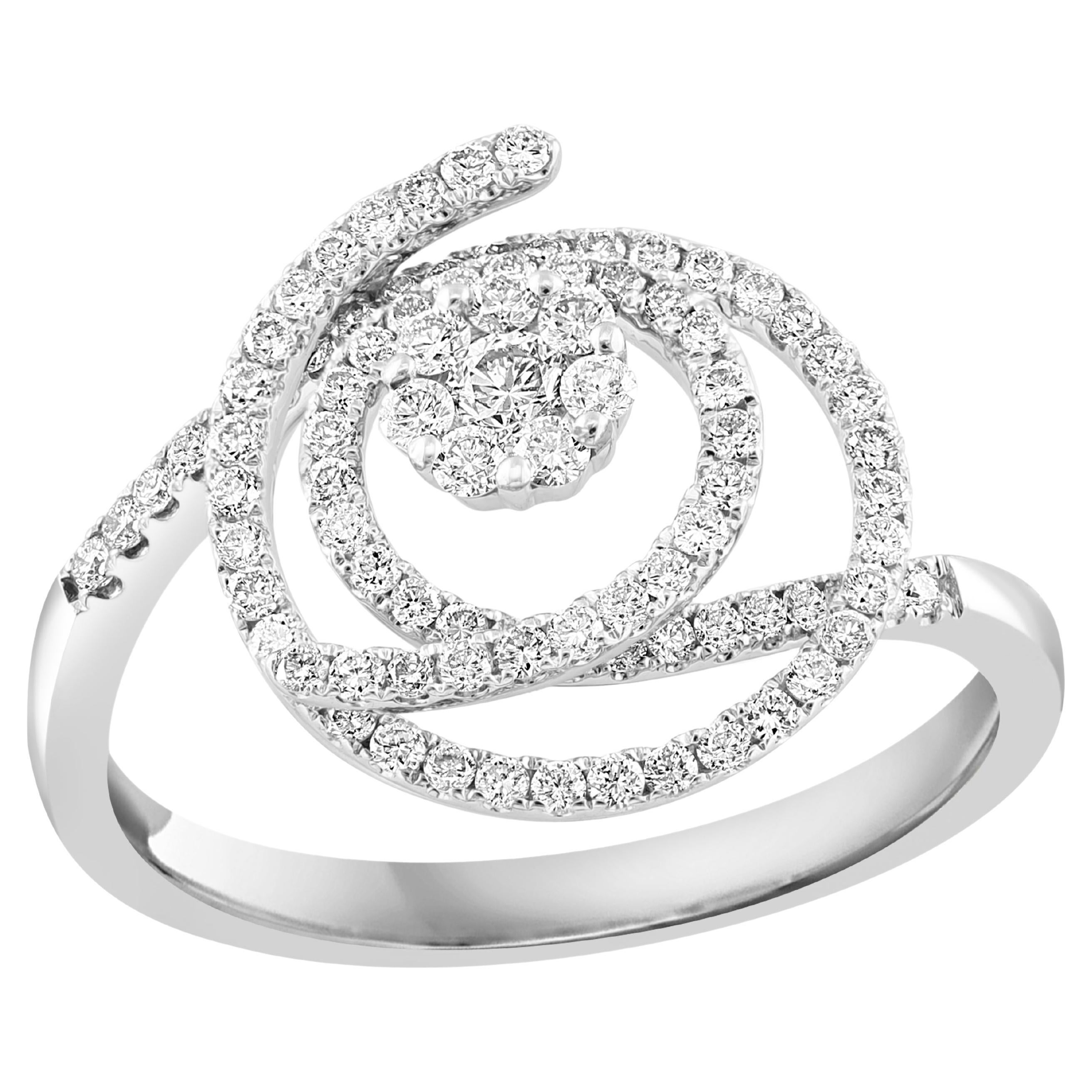 1.26 Carat Brilliant Cut Round Diamond Ring 18K White Gold