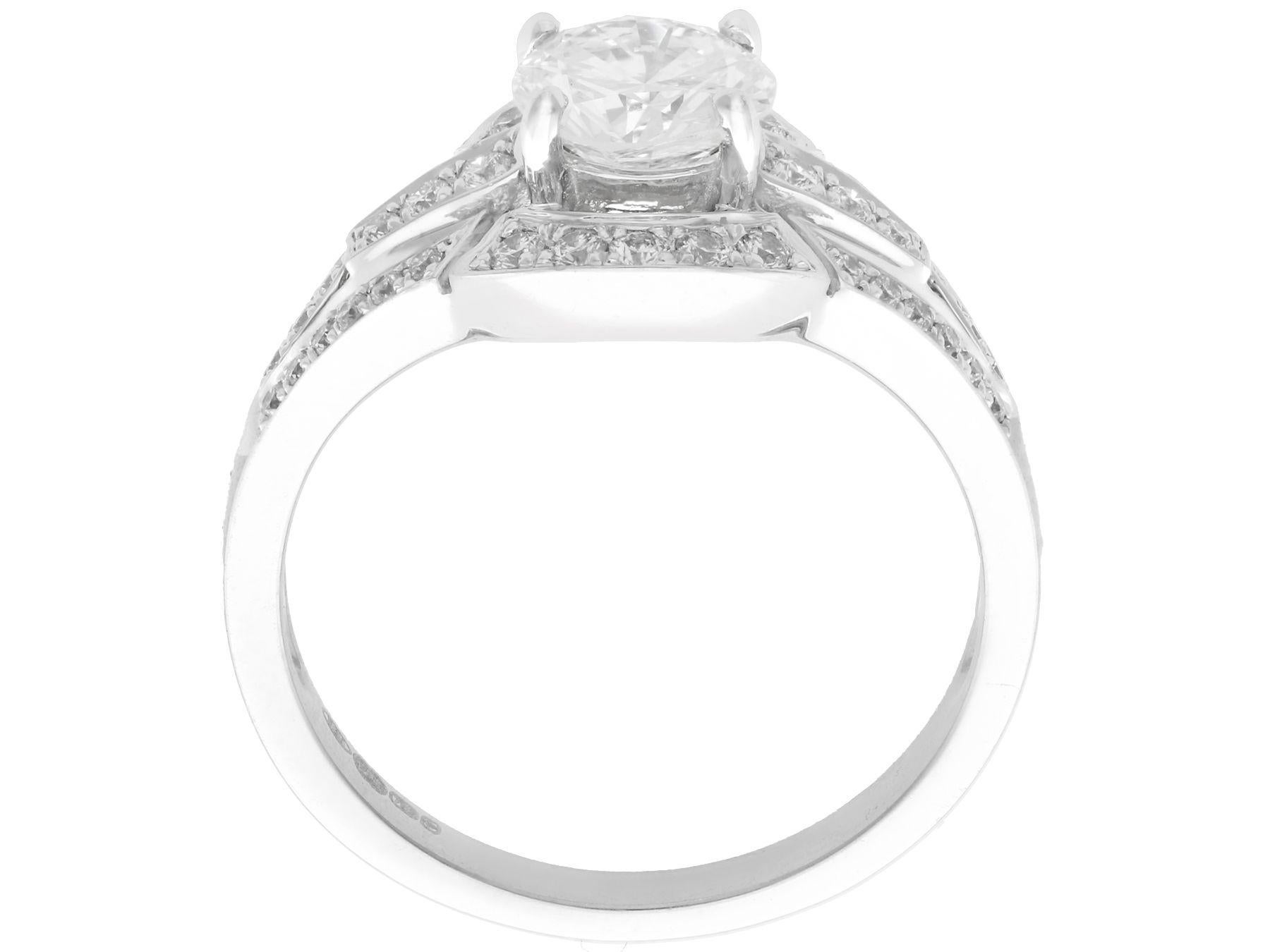 Round Cut 1.26 Carat Diamond and White Gold Engagement Ring For Sale