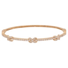 Bracelet jonc en or 18 carats avec trois nœuds pavés de diamants de 1,26 carat
