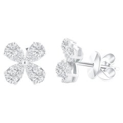 1.26 Carat Diamond Pinwheel Flower Stud Ears in 14k White Gold ref581