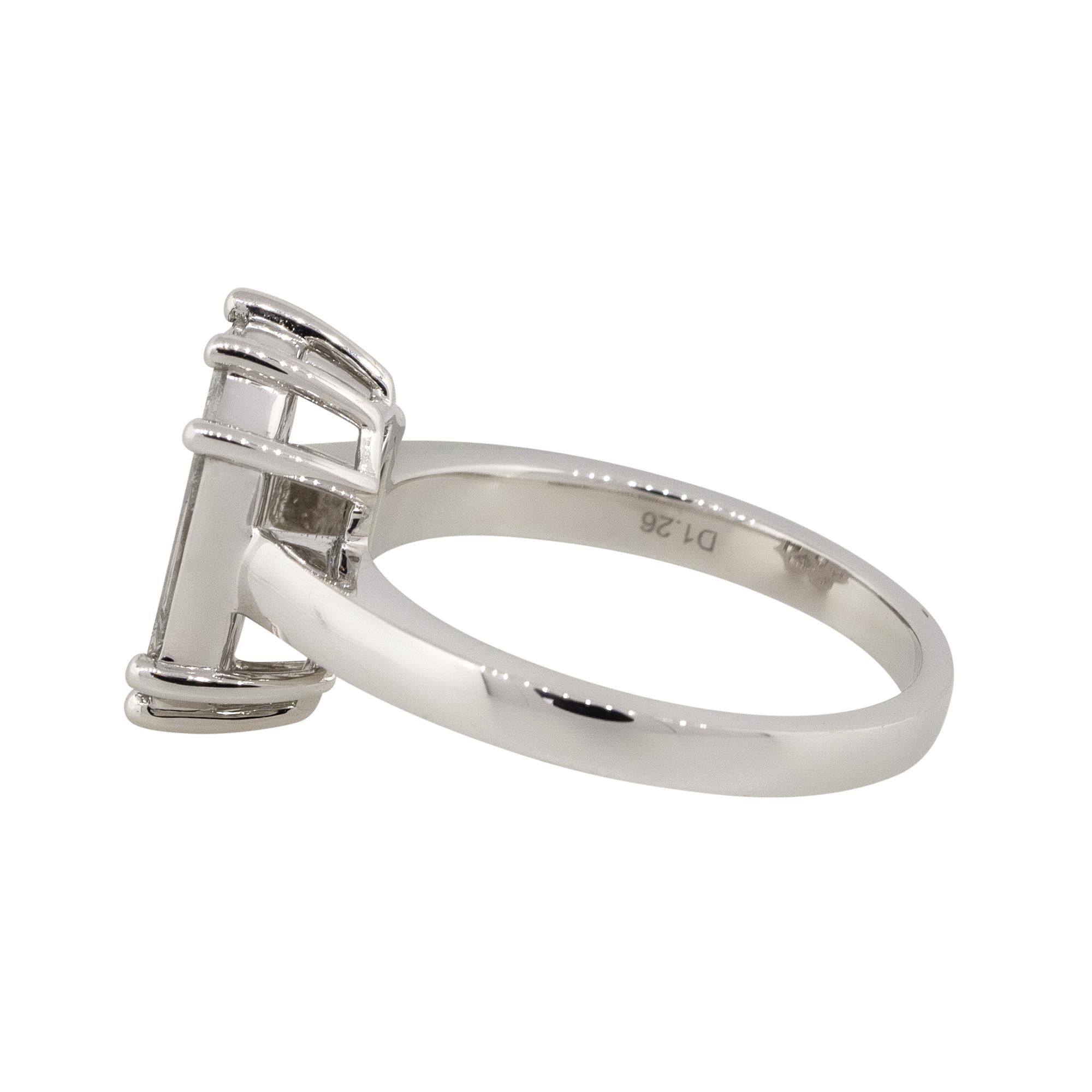 Trapezoid Cut 1.26 Carat Diamond Solitaire Octagonal Ring 18 Karat in Stock