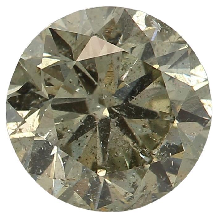 1.26 Carat Fancy Grayish Greenish Yellow Round cut diamond I2 Clarity GIA Cert For Sale