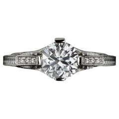 1.26 Carat G-H Color SI Clarity Diamond Vintage Style Engagement White Gold Ring