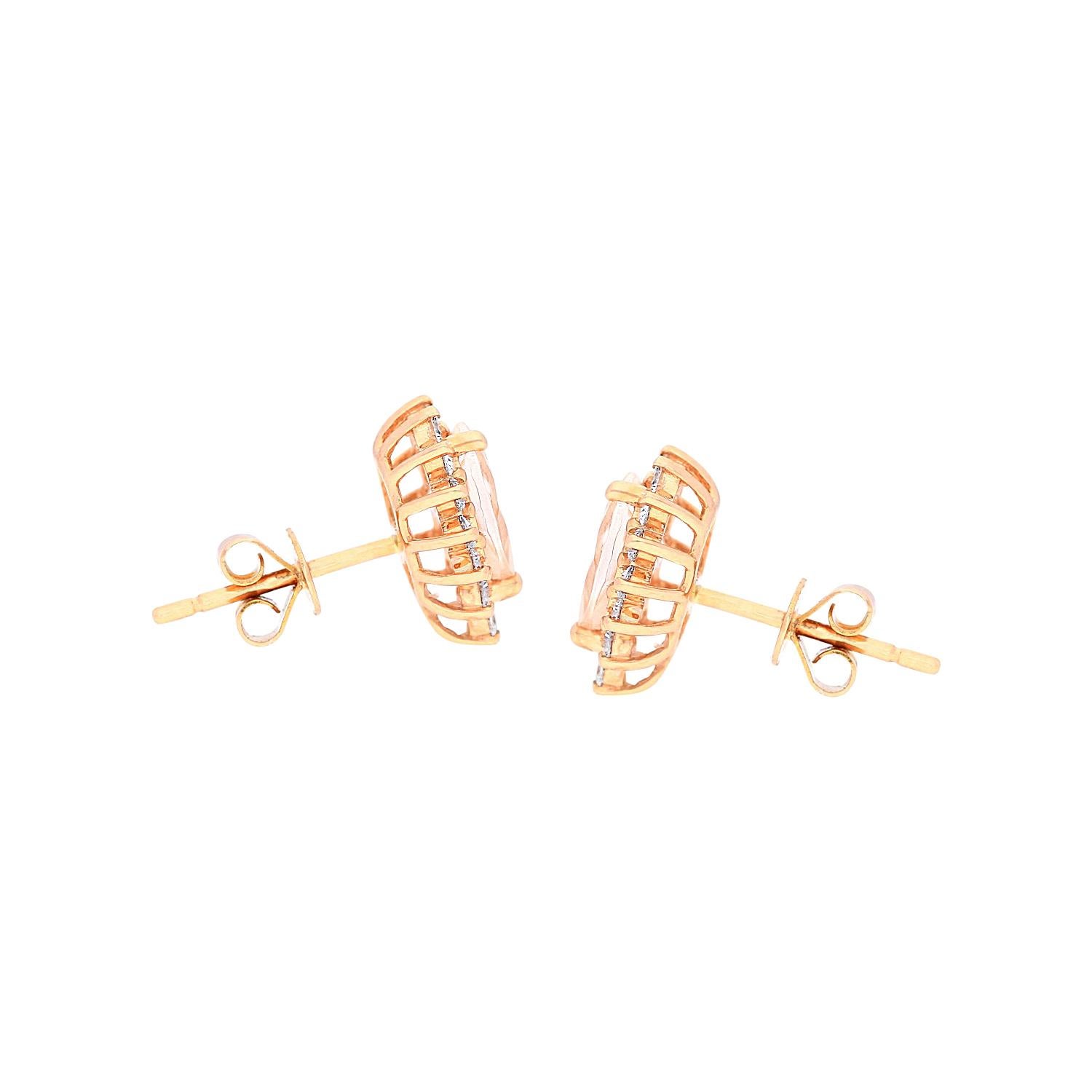 1,26 Karat Morganit und Diamant 14 Karat Roségold Ohrring (Art déco)